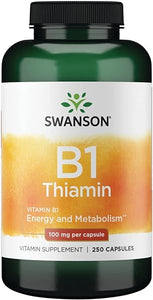 Swanson Vitamin B1 (Thiamin) - Promotes Healthy Metabolism and Provides Energy Support - Natural Vitamin Supplement Supporting Optimum Nerve Cell Function - (250 Capsules, 100mg Each) in Pakistan
