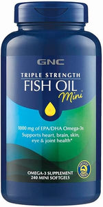 GNC Triple Strength Fish Oil Mini's |Omega-3 Heart, Brain, Joint & Eye Support with Triglyceride EPA & DHA | Non-GMO Gluten Free | 240 Mini Softgels in Pakistan