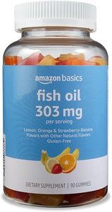 Amazon Basics Fish Oil 303 mg, Lemon, Orange & Strawberry-Banana flavors, 90 Gummies (2 per Serving), EPA and DHA Omega-3 fatty acids (Previously Solimo) in Pakistan