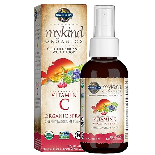 Garden of Life Organics Vitamin C for Kids and Adults, Organic Vitamin C Spray for Skin Health - Cherry Tangerine, Vitamin C Supplement Antioxidant for Immune Support, 2 fl oz Liquid Drops