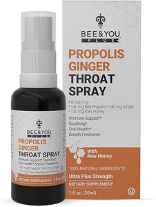 BEE and You Propolis Ginger Raw Honey Soothing Throat Spray, Ultra Pure, Immune Support Supplement, Oral Health, Antioxidants, Keto, Paleo, Gluten-Free, 1 Fl Oz in Pakistan
