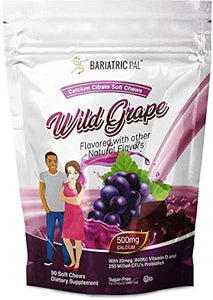 BariatricPal Sugar-Free Calcium Citrate Soft Chews 500mg with Probiotics (90 Count) - Wild Grape in Pakistan