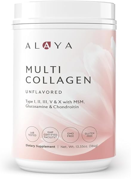 Alaya Multi Collagen Powder - Type I, II, III, V, X Hydrolyzed Collagen Peptides Protein Powder Supplement with MSM + GC (Unflavored) (40 Servings) in Pakistan