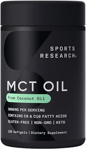 Sports Research Keto MCT Oil Capsules derived from Coconut Oil | Keto Fuel for The Brain & Body | Derived from Non-GMO Coconuts (120 Soft gels) in Pakistan