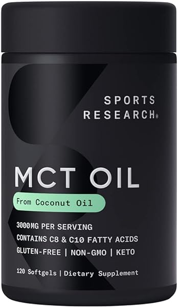 Sports Research Keto MCT Oil Capsules derived from Coconut Oil | Keto Fuel for The Brain & Body | Derived from Non-GMO Coconuts (120 Soft gels) in Pakistan in Pakistan