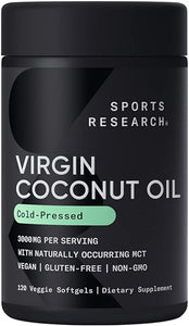 Sports Research Extra Virgin Organic Coconut Oil Capsules | Vegan, Non-GMO Verified Coconut Capsules (120 Plant Gels) in Pakistan