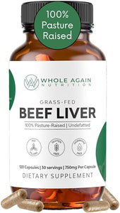 Grass Fed Beef Liver Capsules - 100% Pasture Raised - No Fillers or Flow Agents - 120 Count 3,000mg Serving - 30-Day Supply - Iron and Energy - Grass fed Desiccated Liver Supplement in Pakistan