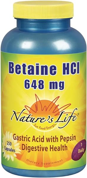 Nature's Life Betaine HCL Supplement | Digestion Support Formula | Non-GMO | 648 mg 100 Gelatin Caps in Pakistan in Pakistan