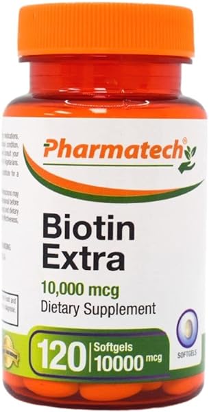 Biotin Vitamin for Hair Growth, Biotin 10000mcg, Improves Skin and Nails Quality, Vitamin B7, Supplement for women, Gluten Free, 120 Softgels, Pharmatech® in Pakistan