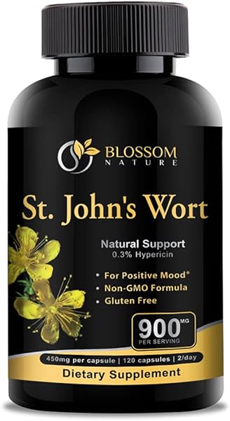 St Johns Wort 900mg-Mood Support Supplement*-Calm Supplements*-120 Vegetable St Johns Wort Capsules(2 Month Supply),450mg of Vegan, Non-GMO St. John's Wort (Hypericum Perforatum),0.3%Hypericin per Cap in Pakistan in Pakistan