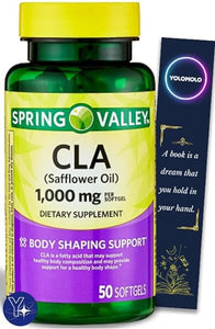 CLA (Safflower Oil) Softgels Dietary Supplement Spring Valley, 1,000 mg, 50 Count and Bookmark Gift of YOLOMOLO in Pakistan