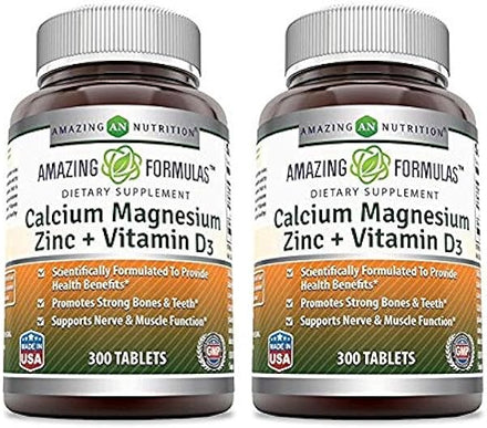 Amazing Formulas Calcium Magnesium Zinc with Vitamin D3 Supplement | Non-GMO | Gluten Free | Made in USA (300 Count | 2 Pack) in Pakistan