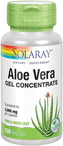 SOLARAY Aloe Vera Gel Concentrate | Equivalent to 2000 mg | Antioxidant Activity & Healthy Digestion & Skin Support | Non-GMO & Vegan | 100 VegCaps in Pakistan