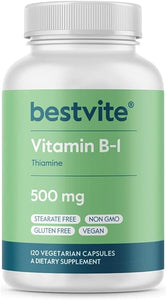 BESTVITE Vitamin B-1 (Thiamin) 500mg (120 Vegetarian Capsules) - No Stearates - Vegan - No Calcium Carbonate - Non GMO - Gluten Free - No Silicon Dioxide in Pakistan