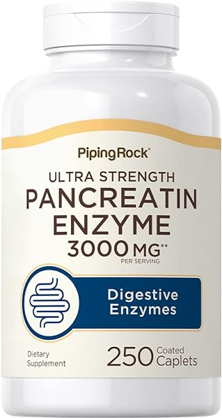 Piping Rock Pancreatin Digestive Enzymes | 3000mg | 250 Caplets | Ultra Strength | Non-GMO, Gluten Free Supplement in Pakistan
