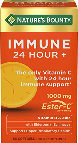 Nature's Bounty Immune 24 Hour +, The only Vitamin C with 24 Hour Immune Support from Ester C, Rapid Release Softgels, 50 Count