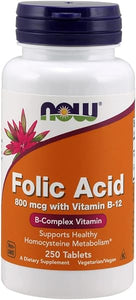 NOW Foods Folic Acid 800 mcg Tabs (Pack of 2) in Pakistan