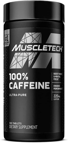 Caffeine Pills | MuscleTech 100% Caffeine Energy Supplements | PreWorkout Mental Focus + Energy Supplement | 220mg of Pure Caffeine | Sports Nutrition Endurance & Energy, 125 Count (Package may vary) in Pakistan