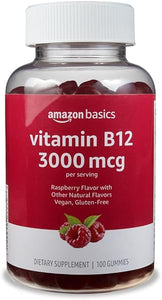 Amazon Basics Vitamin B12 3000 mcg Gummies, Normal Energy Production and Metabolism, Immune System Support, Raspberry, 100 Count (2 per serving) (Previously Solimo) in Pakistan