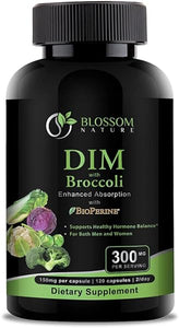 DIM Supplement 300mg with Broccoli 200mg BioPerine 10mg-Hormone and Estrogen Balance for Women & Men,Menopause Relief,PCOS & PMS Support,Hormonal Acne Treatment-120 Caps,Diindolylmethane 150mg per Cap in Pakistan