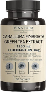 Caralluma Fimbriata, EGCG 45% Extract 1250mg + Fucoxanthin 3mg per Serving *USA Made & Tested* for Immune Support, Energy and Mental Focus - 60 Capsules 30 Servings in Pakistan