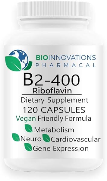 B2-400 Pure Riboflavin - Nervous System Health, Homocysteine Detox, Cardiovascular, Helps Boost Energy, Mental Clarity, Metabolism and Cell Function 120 Vegan Capsules in Pakistan in Pakistan