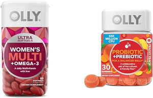 Ultra Women's Multi Softgels & Probiotic + Prebiotic Gummy, Digestive Support and Gut Health, 500 Million CFUs, Fiber, Adult Chewable Supplement for Men and Women, Peach, 30 Day Supply - 30 Count in Pakistan