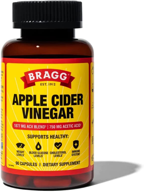 Bragg Apple Cider Vinegar Capsules - Vitamin D3 & Zinc - 750mg of Acetic Acid – Immune & Weight Management Support - Non-GMO, Vegan, Gluten Free, No Sugar (1)