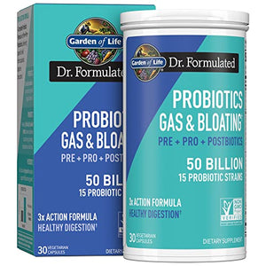 Garden of Life Dr Formulated Once Daily 3-in-1 Complete Prebiotics, Postbiotics & Probiotics for Women and Men - PRE + PRO + POSTBIOTIC Supplement for Gas & Bloating - 50 Billion CFU, 30 Day Supply