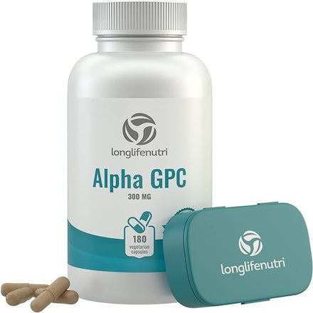 Alpha GPC Choline Supplement 300mg - 180 Vegetarian Capsules | Made In Usa | Cognitive Enhancer Nootropic | Supports Memory & Brain Function | Boosts Focus & Mood | 300 mg Pure Powder Pills Complex in Pakistan