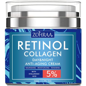 Retinol Moisturizer with Collagen Cream and Hyaluronic Acid, Anti-Wrinkle Anti-Aging Cream For Women and Men