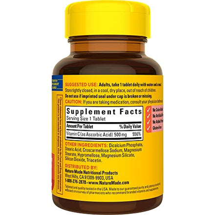 Nature Made Vitamin C 500 mg Caplets, 100 Count to Help Support the Immune System