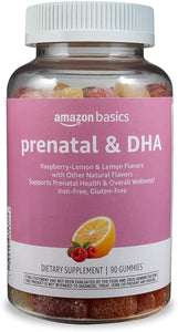 Amazon Basics Prenatal & DHA Gummy, Rasberry & Lemon Flavor, 90 Count (Previously Solimo) in Pakistan