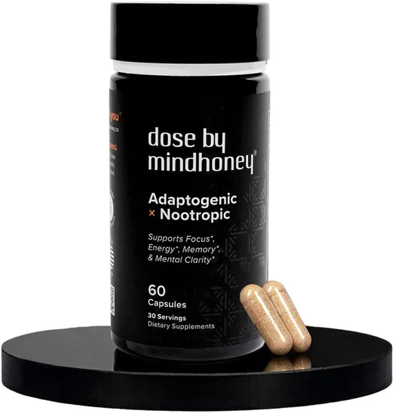 Dose by Mindhoney - 60ct - Premium Nootropic Adaptogen Brain Supplement - Support Memory, Focus, Energy, and Mood - Lion's Mane, Cordyceps, Chaga, Reishi, Ashwaganda, L-Theanine, Vitamin B, and More