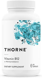 THORNE Vitamin B12 - as Methylcobalamin - Supports Heart and Nerve Health, Blood Cell Function, Healthy Sleep, and Methylation - Gluten-Free, Soy-Free, Dairy-Free - 60 Capsules in Pakistan