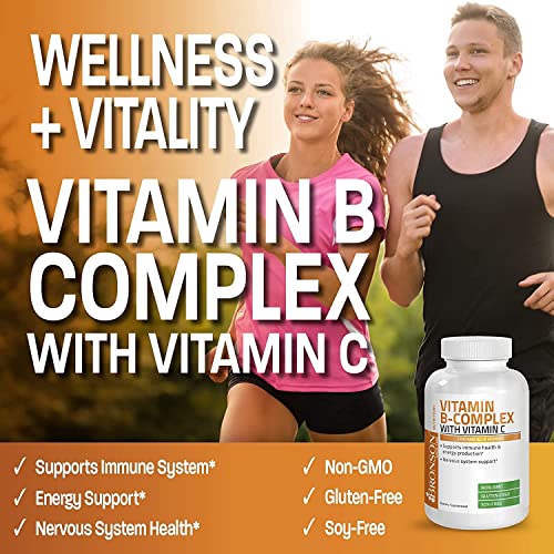 Bronson Vitamin B Complex with Vitamin C - Immune Health, Energy Support & Nervous System Support - Non-GMO, 120 Vegetarian Capsules