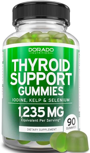 Thyroid Support Gummies with Iodine & Kelp (90 Gummies) Ashwaganda, Iodine, Bladderwrack, Kelp, & Schisandra - Support Healthy Thyroid - Delicious Flavor - Non-GMO, Vegan, Gluten-Free - (90 Gummies) in Pakistan in Pakistan