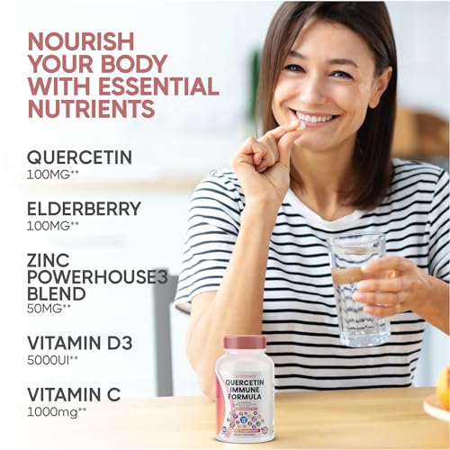 ClarinBeauty Quercetin 1000mg Zinc 50mg Vitamin C 1000mg Vitamin D 5000 IU Bromelain Elderberry & 350mg of Immune Defense Support Supplement Enriched with Artemisinin, Sea Moss, Garlic, Echinacea