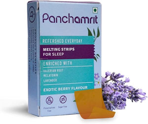 Melatonin (5mg) Strips for Sleep- 30 (Pack of 1) | Improves Sleep Cycle, Enhances Sleep Quality & Eases Jet Lag, Non-Habit Forming | With Ayurvedic herbs Valerian Root, Lavender & Chamomile in Pakistan