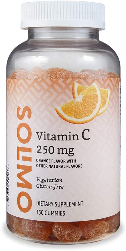 Amazon Brand - Solimo Vitamin C 250mg, 150 Gummies (2 Gummies per Serving), Immune Health