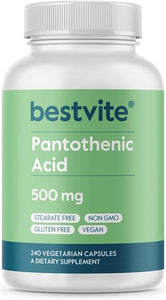 BESTVITE Pantothenic Acid 500mg (Vitamin B5)(240 Vegetarian Capsules) - No Stearates - No Gelatin - No Calcium Silicate - Vegan - Non GMO - Gluten Free in Pakistan