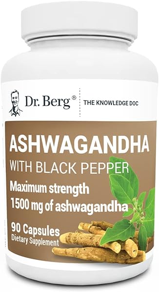 Dr. Berg Ashwagandha Capsules with Ashwagandha Root Powder & Black Pepper Extract - Ashwagandha Capsules for Men & Women - Ashwagandha Maximum Strength 1500mg of Ashwagandha Root - 90 Capsules in Pakistan