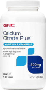 GNC Calcium Citrate Plus Magnesium & Vitamin D-3 800 mg - 180 Caplets in Pakistan