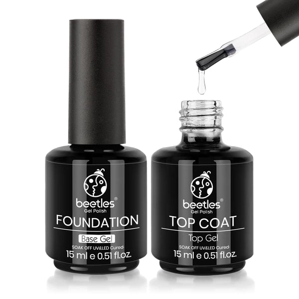 Beetles Wipe Gel Top Coat and Base Coat Set - Shine Finish and Long Lasting