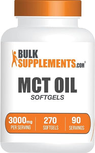 BULKSUPPLEMENTS.COM MCT Oil Softgels - Medium Chain Triglyceride, MCT Oil 3000mg, MCT Oil Capsules - MCT Supplement, MCT Oil Pills, 3 Softgels per Serving, 270 Softgels in Pakistan