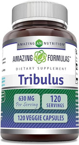 Amazing Formulas Tribulus Terrestris Extract 630mg per Serving 120 Veggie Capsules | 45% Steroidal Saponins | Non-GMO | Gluten Free | Made in USA | Ideal for Vegetarians in Pakistan