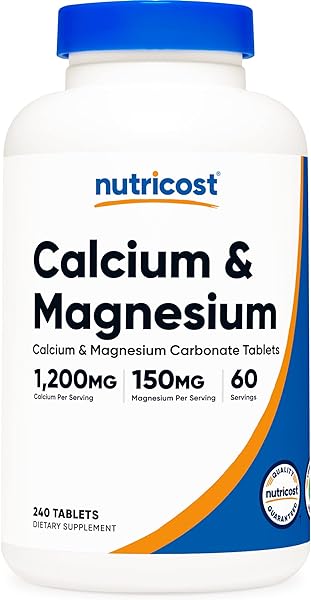Nutricost Calcium & Magnesium Carbonate 240 Tablets, 1200mg of Ca & 150mg of Mg per Serving, 60 Servings- Gluten Free, Non-GMO in Pakistan