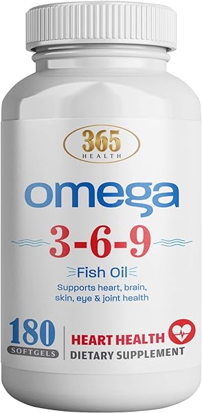 365 Health Omega 3-6-9 180 Softgels | from Fish, Flaxseed, Borage Oils | Non-GMO & Gluten Free in Pakistan