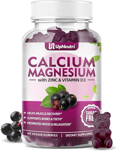 Calcium Magnesium Zinc with Vitamin D3 Supplement, Sugar Free Calcium Gummies for Women Men, High Absorption Zinc Gummies for Bone & Muscle & Immune Health, Vegan Elderberry Flavor - 60 Count in Pakistan