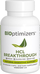 BiOptimizers HCL Breakthrough - Betaine Hydrochloride Enzymes Supplement - Assists with Protein Breakdown and Absorption - Helps Gas and Heartburn Relief - 90 Pepsin-Free Capsules in Pakistan